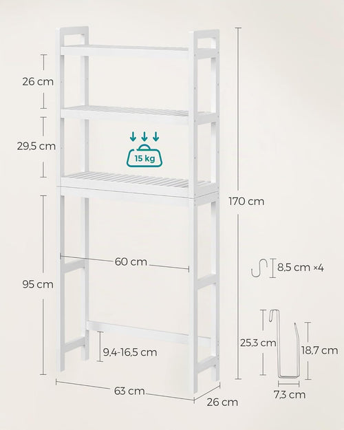 Étagère de rangement sans perçage — salle de bain & buanderie