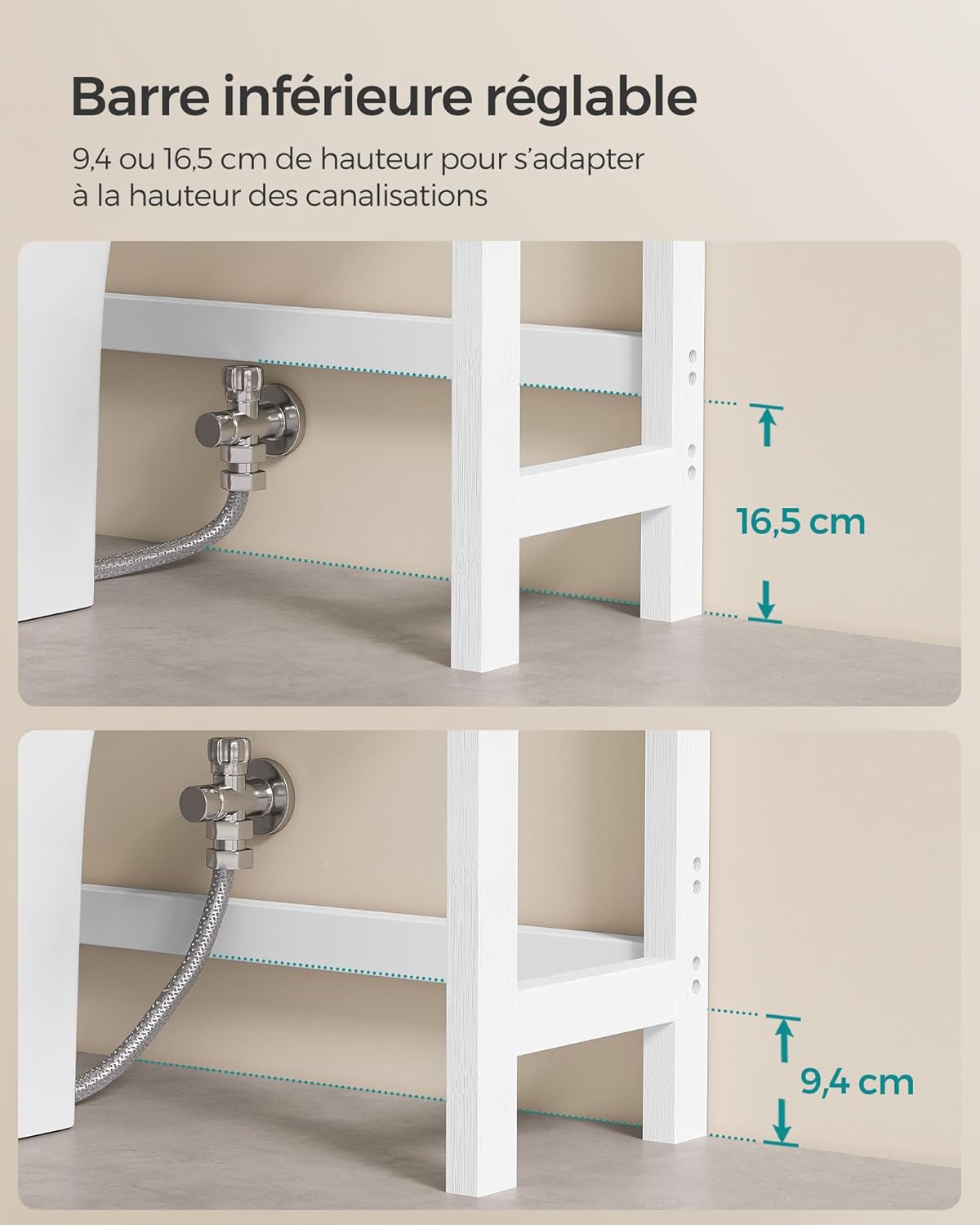 Étagère de rangement sans perçage — salle de bain & buanderie