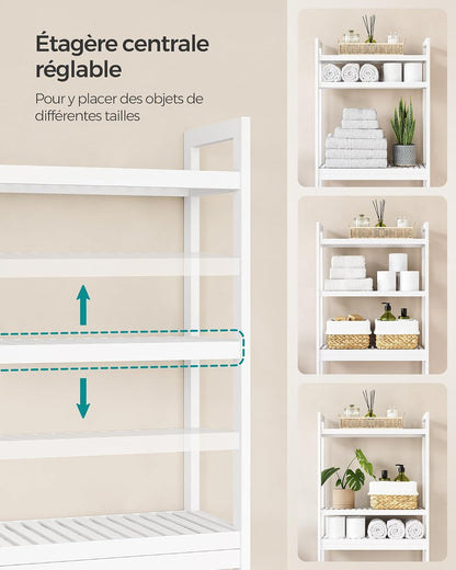 Étagère de rangement sans perçage — salle de bain & buanderie