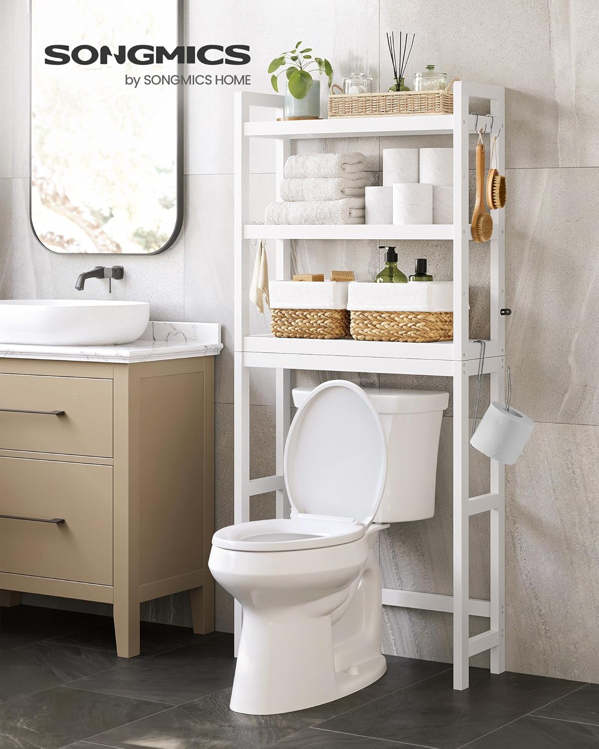 Étagère de rangement sans perçage — salle de bain & buanderie